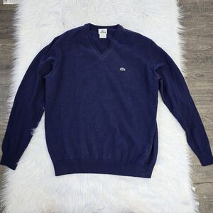 Lacoste Men's Navy V-Neck Sweater Size 6 US Size Large